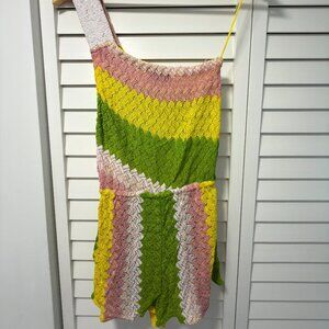 Missoni One-Shoulder Beachwear Jumpsuit — Size IT 40 — Waist Tie, Sequin Strap